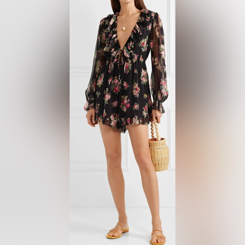 Zimmermann Black Floral Romper
